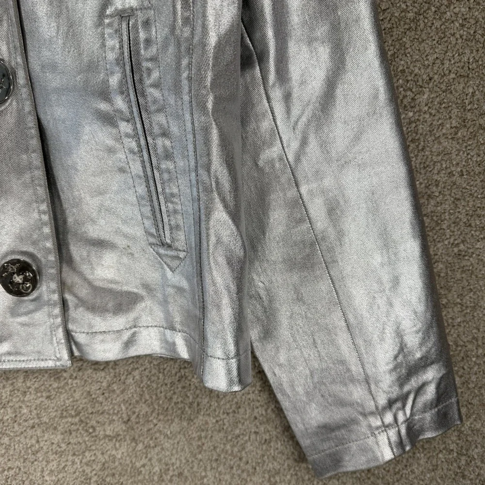 Ralph Lauren Jeans Co Womens Soirée Silver Y2k Metallic Jacket VTG XL *FLAWS - Picture 7 of 12